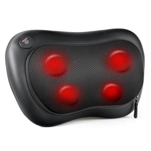 ALLJOY Shiatsu Back and Neck Massager with Heat – 3D Kneading Massage Pillow for Deeper Tissue Relief in Shoulder, Leg, Foot – Relieve Muscle Pain, Relax Gift for Him Her Dad Mom,Father-s Day Gifts