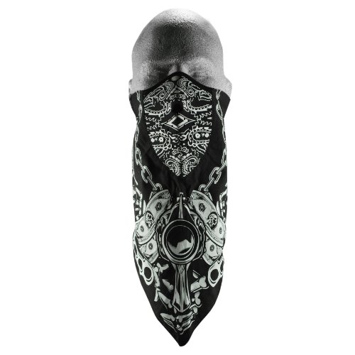 ZANheadgear Neodanna Lethal Threat Gun Gangster Cotton Bandana with Neoprene Face Mask