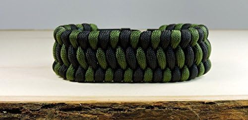 Olive Green/Black Extreme Weave Survival Paracord with a Black Buckle.
