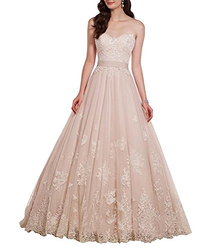 Holygift Women's A-Line Lace Wedding Dresses For Bride 2019 Bridal Gowns