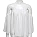 Canserin Women Blouse, Women's Chiffon Long Sleeve T-Shirt Tops Casual Off Shoulder Blouse Pullover (S, White)