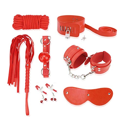 CQ Alternative 7-Piece Leather Fun Couple Daily Fun Bondage Bundled with Adult Toys Flirting Couple Supplies Sunglasses T-Shirt