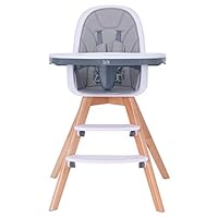 Baby High Chair, Wooden High Chair with Removable Tray and Adjustable Legs for Baby/Infants/Toddlers