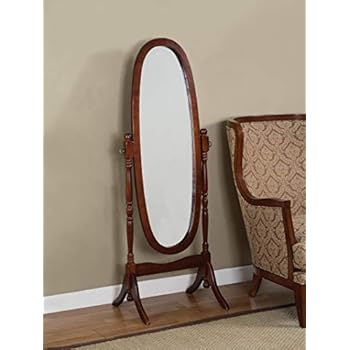 Wooden Cheval Floor Mirror, Cherry Finish by eHomeProducts