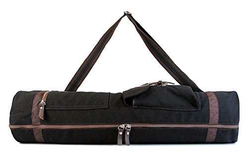 SukhaMat – Yoga Mat Duffle Bag Patterned Canvas with Pocket and Zipper (Black)