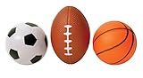 3 Pack Mini Sports Stress Balls Set - Soccer Basketball And Football Multi Use Reliever Relax Ball