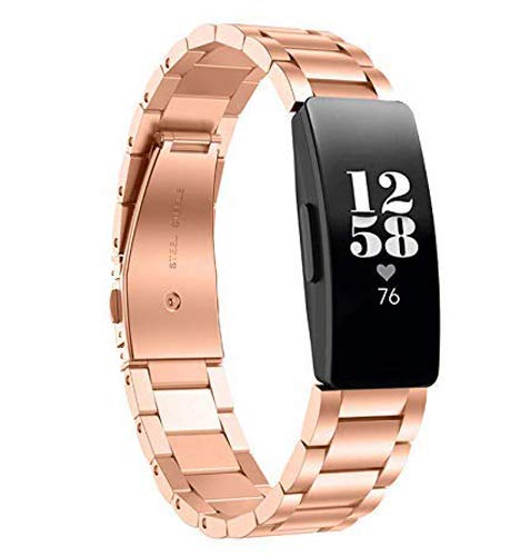 Chofit Straps Compatible with Fitbit Inspire HR/Inspire 2/Inspire Stainless Steel Business Watchband Replacement Women Bracelet Wristbands for Inspire HR Strap Fitness Tracker (Rose Gold)