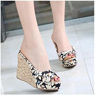 Fashion wonderland Summer Woman Slippers Country Style Flower High Heel Slip On Peep Toe Platform Wedges Slides