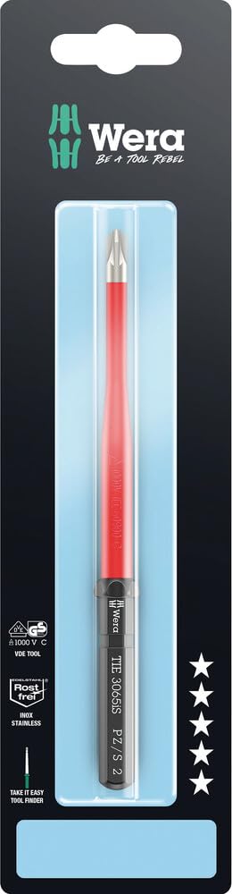 Wera Kraftform Kompakt 05006585001 VDE 3065 is PZ/S Take it Easy SB, Stainless Steel, 2 x 157 mm