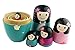 Winterworm Traditional Japanese Girls in Kimono Handmade Wooden Russian Nesting Dolls Matryoshka Dolls Set 5 Pieces for Kids Toy Birthday Home Decoration Collection