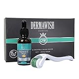 Derma Roller Microneedle Skin Care Kit - 0.25MM - 540 Titanium Micro Needle - Complete Roller Set for Face & Body - Includes Anti-Aging Serum with Vitamin C & Hyaluronic Acid + Free Ebook