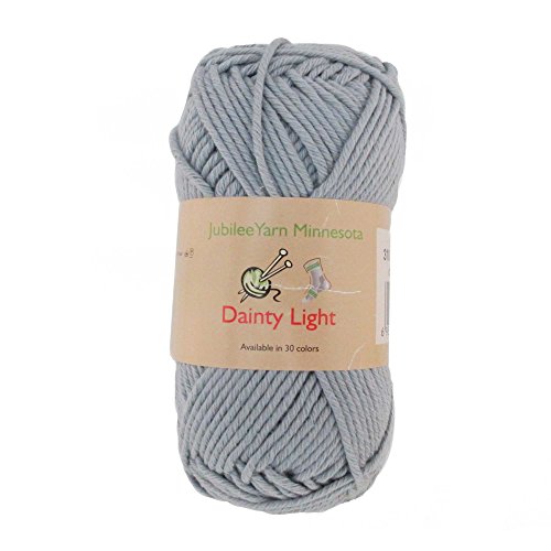 JubileeYarn Medium Gauge Worsted Weight Yarn - Dainty Light - 2 Skeins - 100% Cotton - Sterling Grey - Color 310 -