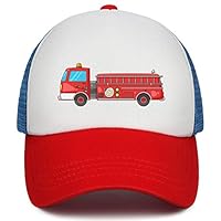 flySpacs Boys& Girls Low Profile Dad Hat Baseball Cap Adjustable Kids Trucker Hats (Red Firefighter Fire)