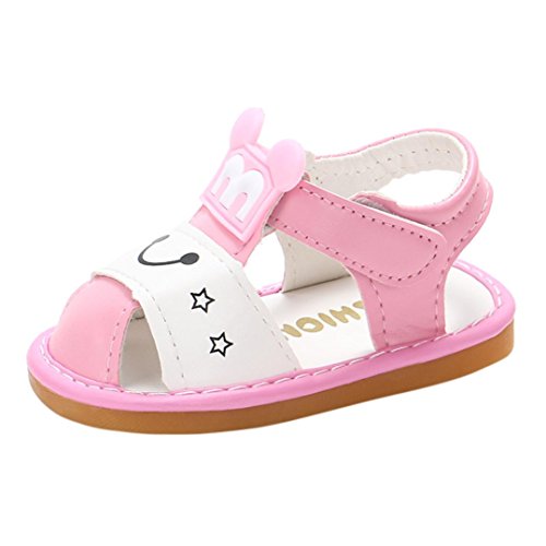 Sunward Fisherman Boy Girl Squeaky Sandals Shoes, Criss-Cross Toddler Boy Sandals Slip (Pink, 12M) - Thumbnail 5