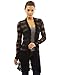 PattyBoutik Women Open Stitch Crochet Lace Cardigan (Black Small)