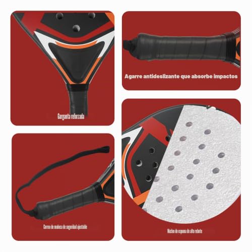 Padel Racket for Beginners and Youth Lightweight Padel Racket 330g ABS Surface Non-slip Grip Adjustable Safety Cord Ideal for Training and Matches