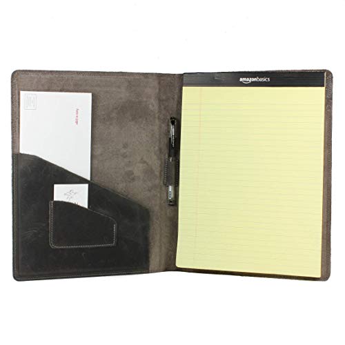 PEGAI Rustic Leather Portfolio/Legal Padfolio, Handcrafted Distressed Leather Pad Folio - Marshall | Rock Gray