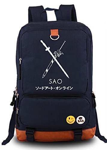 Siawasey® Sword Art Online Anime SAO Cartoon Cosplay Backpack School Bag (Blue)
