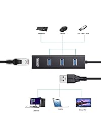 3 puertos USB 3.0 Hub con Ethernet, USB HUB, zactek, con soporte RJ45 10 100 1000 Mbps red Ethernet Hub USB para Mac Surface Tablet computadora PC Portátil