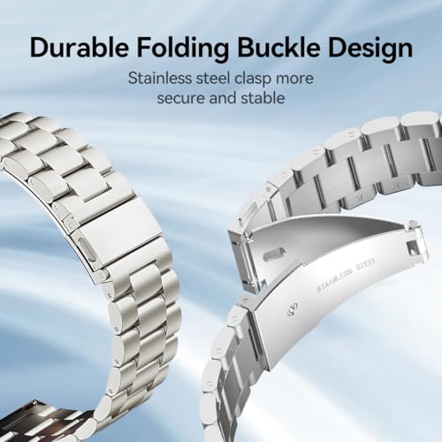 T Tersely 22mm Band Strap for Huawei Watch 5 46mm/GT5 46mm/GT5 Pro 46mm/GT4 46mm/GT3 46mm, Stainless Steel Metal Replacement Band for Huawei