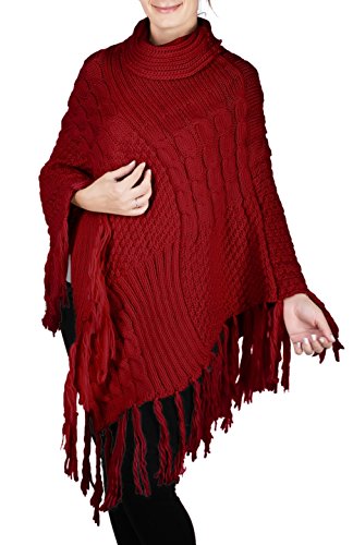 Bodilove women s stylish knit turtleneck pullover ponch…