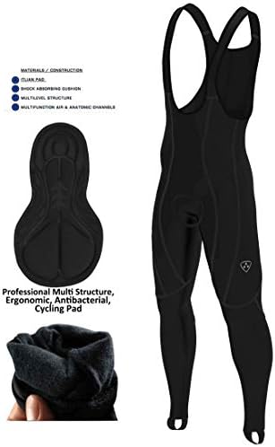 Mens Cycling Bib Tights Padded Thermal Long Leggings Winter Bike Trouser