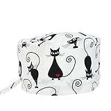 KATE BIANCO Cap Surgical Hat Unisex Medical Uniform Doctor Nurse (OS, Hat Cat Black)