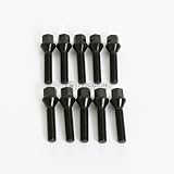10pcs Extended Black 12x1.5 Lug Bolts (53mm Shank Length, Cone Seat) Not OEM Length - For BMW 128i 135i 318i 320i 325i 328i 335i M3 525i 528i 530i 535i M5 Z3 Z4 E36 E46 E60 E90 E92 E93