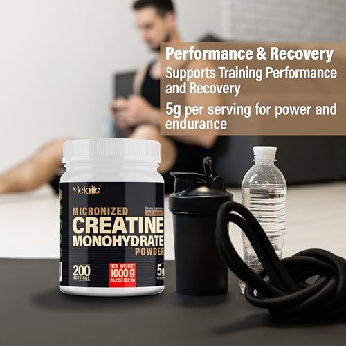 METALIFE 100% Pure Creatine Monohydrate Powder 200 Servings, Micronized Powder, Muscle Growth, Unflavored, Ideal for Athletes & Fitness Enthusiasts, Third Party lab Tested, Vegan, 1000 g