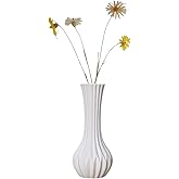 20cm/7.9inch Tall White Ceramic Vertical Stripe Textured Bud Vase Small Single Stem Flower Vase Mini Decorative Floral Holder Boho Vases for Table Centerpieces Home Decor