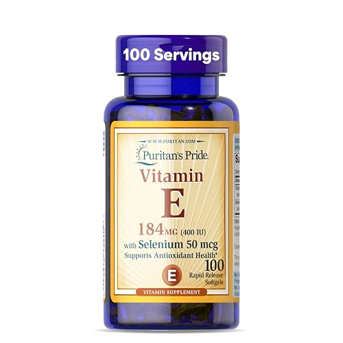 Puritan's Pride Vitamin E 184mg (400 IU) with Selenium 50mcg, 100 Softgels
