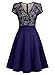 Miusol Women's Elegant Floral Lace V-Neck Contrast Cocktail Party Dress, Navy Blue, Small