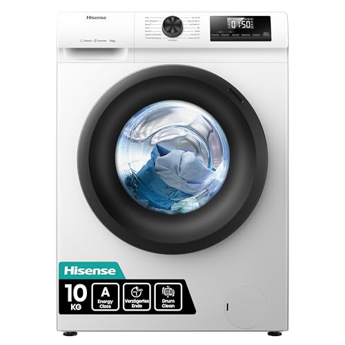 Hisense WF1Q1041BW Waschmaschine mit Dampffunktion, 10KG, 1400 U/Min, 15 Programme, Anti-Allergie Programm, Baby-Wäsche, AutoWash, QuickWash 15 min, D