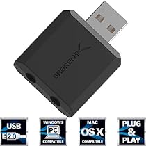 Sabrent USB to 2 x 3.5mm Stereo Jack Splitter Adapter for Speaker and Headphone Support Windows and Mac. Plug and play No drivers Needed. (AU-2X35)