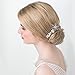 EVER FAITH Crystal Simulated Pearl Winter Snowflake Hair Side Comb Clear Silver-Tone