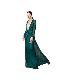 Miss ord - Vestido largo de manga larga para mujer con cinturón