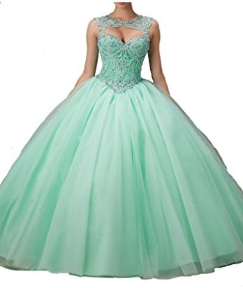 JinJia Women's Beading Ruffled Sweet 15 Princess Quinceanera Dresses 12 US Mint