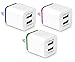 Wall Charger, 3-Pack USB 2.1AMP Universal Power Home Travel Wall Charger Dual Port Plug for iPhone 7/7 plus 6/6 plus 5S 5 4S Samsung S5 S4 S3, Note 5, HTC, LG and More Device (3 Pcs Random Color)