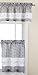 Tier and Valance Window Curtain Set - 58 Inch Width, 24 Inch Length - Live, Love, Laugh (Grey) - Light Filtering Drapes for Kitchen, Bedroom, Living & Dining Room by Achim Home Decor