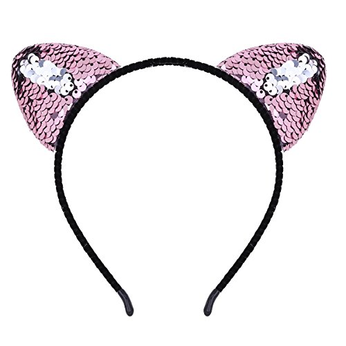 image for TiaoBug Color Changing Glitter Kitty Headbands Cat Ear Hair Hoops for 