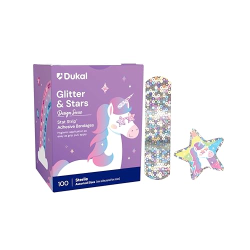 American White Cross Designer Adhesive Bandages, Sterile, Glitter, 3 per 4" x 3…