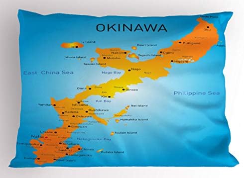 Amazon 大切な沖縄枕シャム 日本の政治地図 名前入り 東洋地理的印刷 装飾的 標準キングサイズ プリント枕カバー ペールブルー オレンジ ブラック 36 W By L Pil 36x 枕 抱き枕 オンライン通販