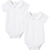 pureborn Baby Romper Bodysuits 2-Pack Unisex Soft Cotton One-Piece Outfit for Infant Boys Girls 0-24 Months
