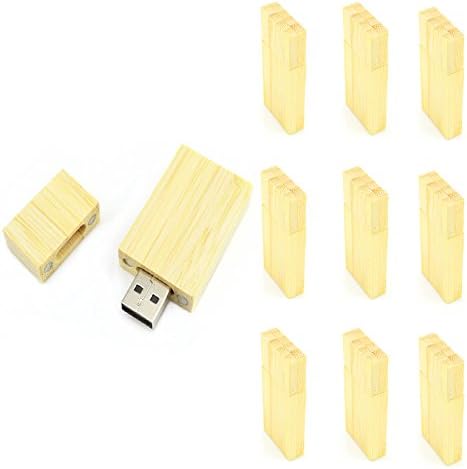 Uactor 10pcs Bamboo Wood Thumb Stick 16GB USB 2.0 Flash Drive High Speed U-Disk Light Brown