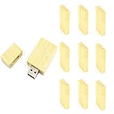 Uactor 10pcs Bamboo Wood Thumb Stick 16GB USB 2.0 Flash Drive High Speed U-Disk Light Brown