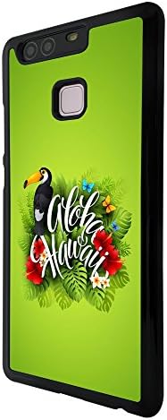 002664 - Aloha Hawaii Tropical Floral Roses flowers Toucan Bird Design For Huawei P9 Fashion Trend CASE Back COVER Plastic&Thin Metal - Black