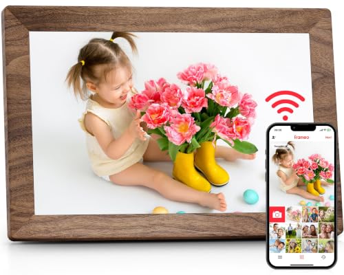 Frameo WLAN Digitaler Bilderrahmen 10,1 Zoll, HD 1280 * 800 IPS Touchscreen Elektronischer FotoRahmen mit 32GB Speicher, Auto Drehung, Einfache Weitergabe von F