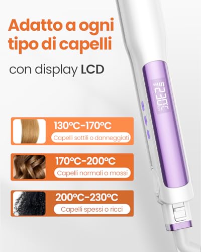 Faszin Professional Titanium Hair Straightener 30 mm 2 in 1 | Fast heating 20s, ionic anti-frizz technology, NTC sensor, dual voltage, ideal for thick hair or on the go
