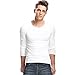 Xudian Long Sleeves Men T-shirt Crew-neck, Size US Large, White