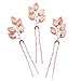 Missgrace Bridal Rose Gold Hair Pins Women Crystal Rhinestone Headpiece Wedding Leaf Hair Pins Clips Bridal Hair Jewelry Wedding Hair Accessories (pack of 3)
